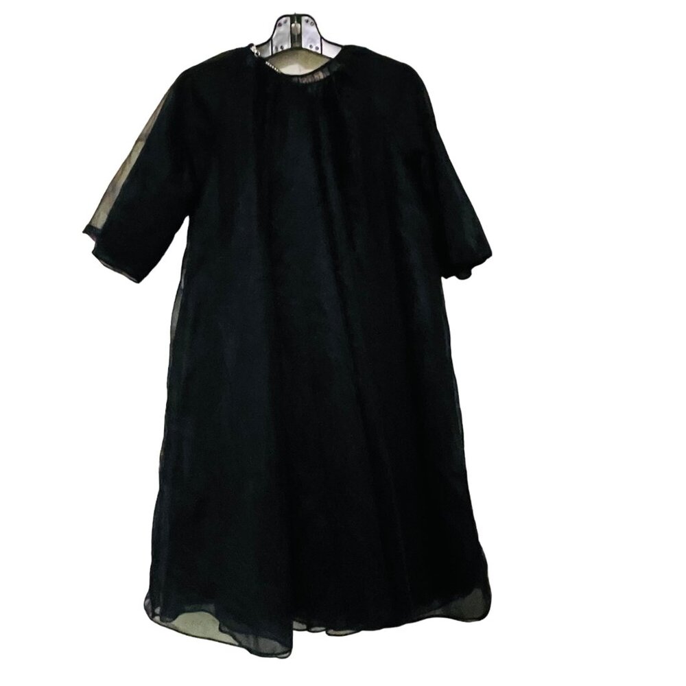 Vintage Fantasy Lingerie Black Sheer Nightgown 2 Piece Dress Medium 38" A Line 1